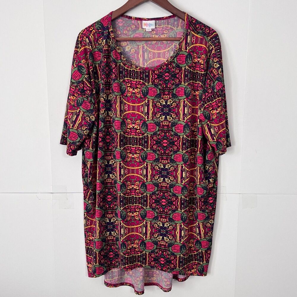 Lularoe Womens Tunic Shirt Size M Multicolor Geometric Scoop Neck Top